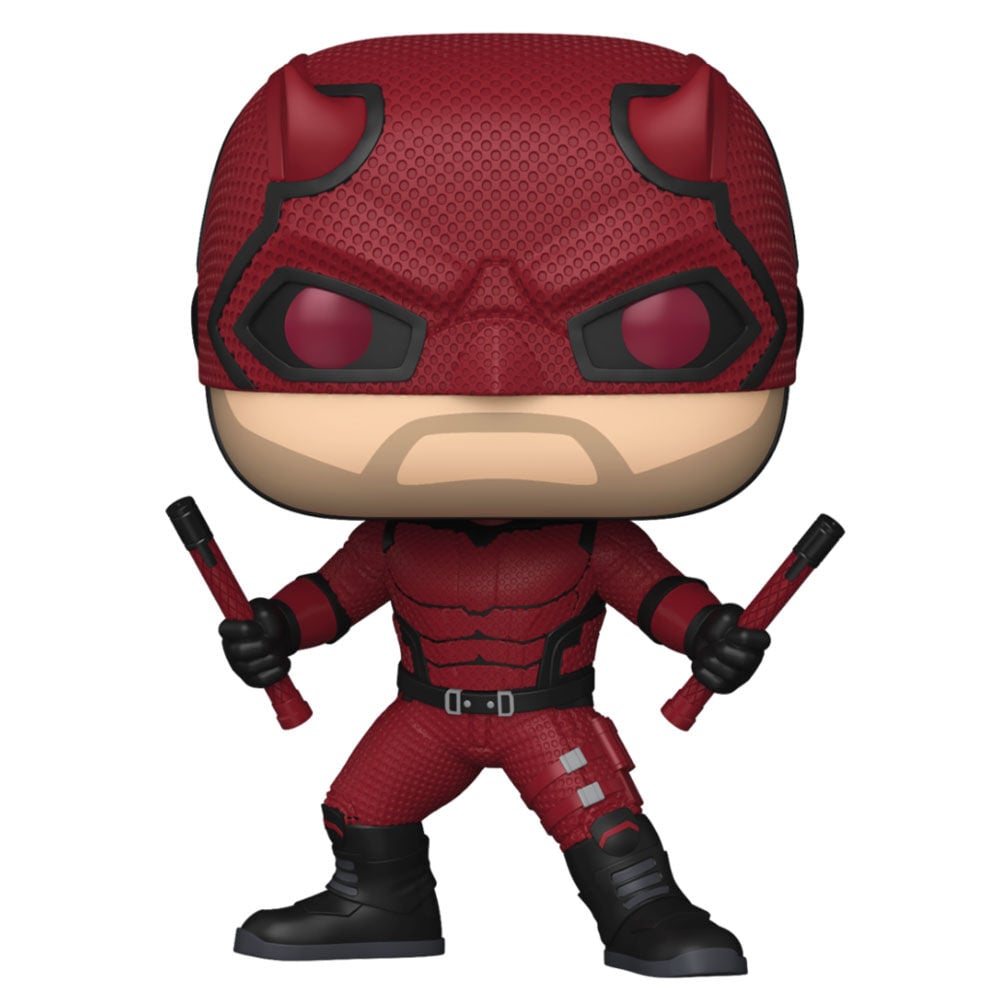 Figura FUNKO POP de Daredevil con uniforme rojo y dos bastones