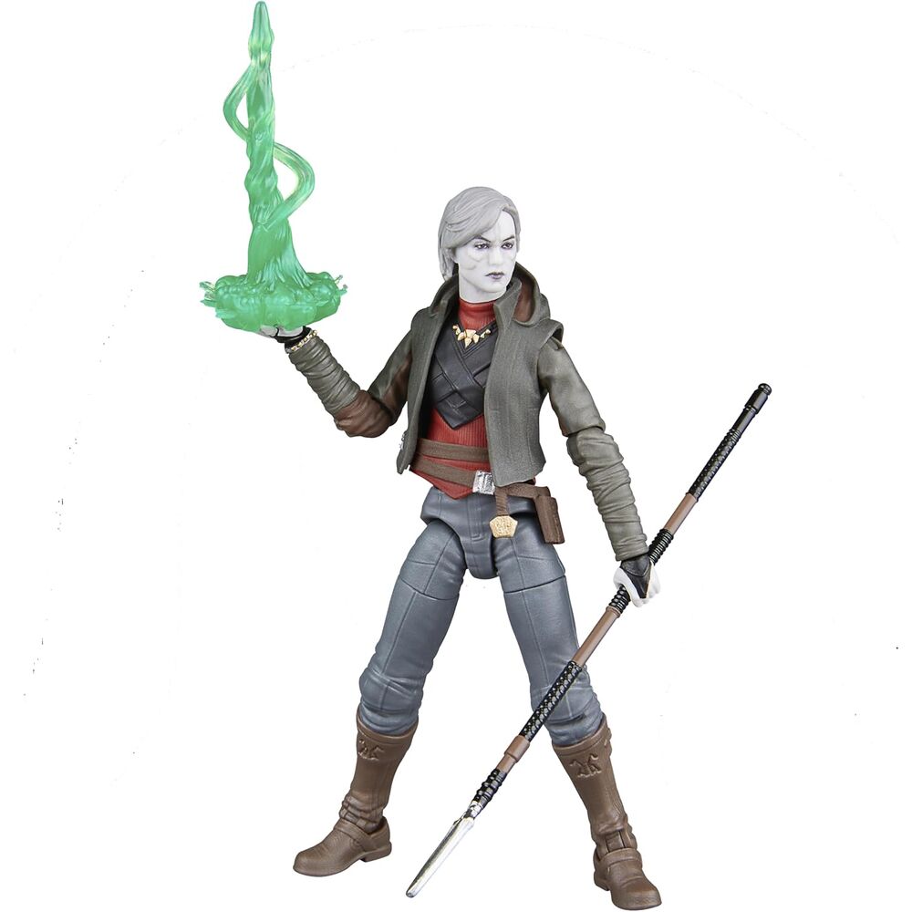 Figura articulada de Nightsister Merrin con bastón y efecto mágico verde