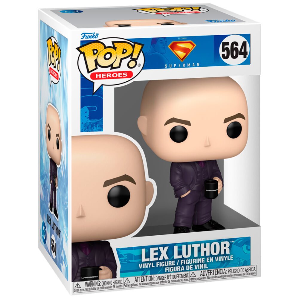 Figura Funko POP! de Lex Luthor con traje morado y taza LuthorCorp - 2