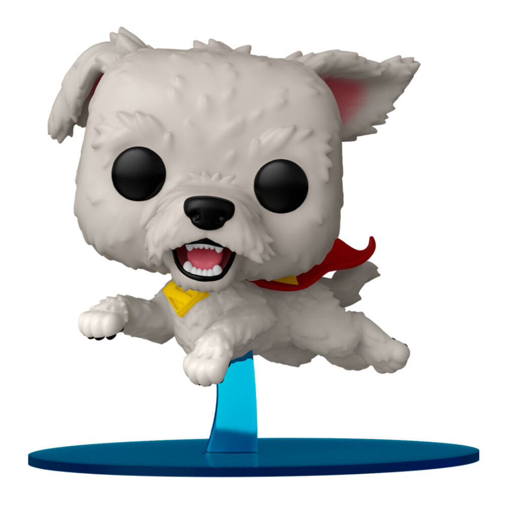 Figura Funko POP! de Krypto de Superman volando sobre una base azul
