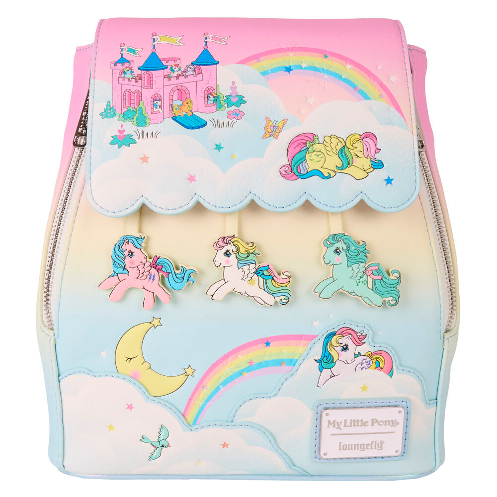 Mochila Loungefly de My Little Pony con ponis, arcoíris y nubes