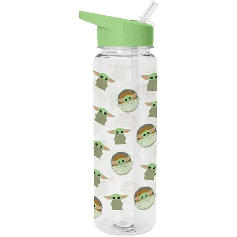 Cantimplora transparente de Grogu con tapa verde