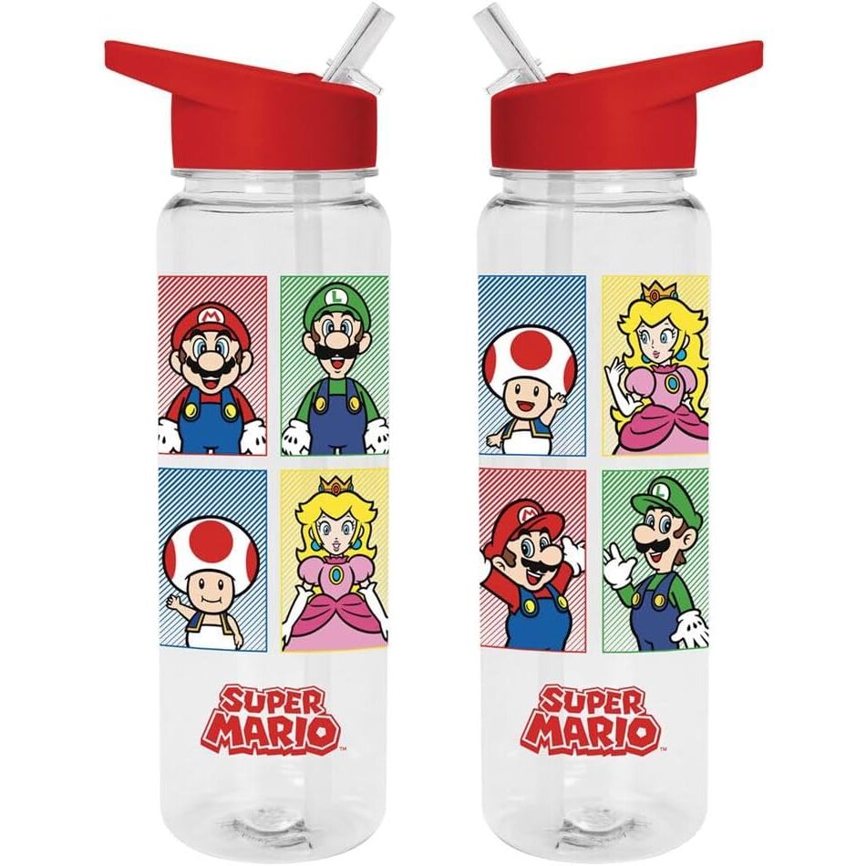 Cantimplora Super Mario Bros de 700 ml con Mario, Luigi, Toad y Peach