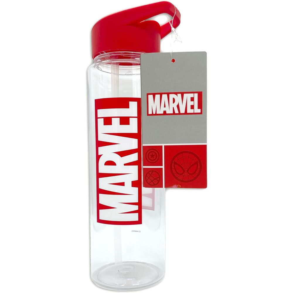 Cantimplora transparente Marvel de 700 ml con tapón rojo - 2