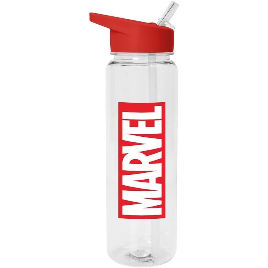 Cantimplora transparente Marvel de 700 ml con tapón rojo