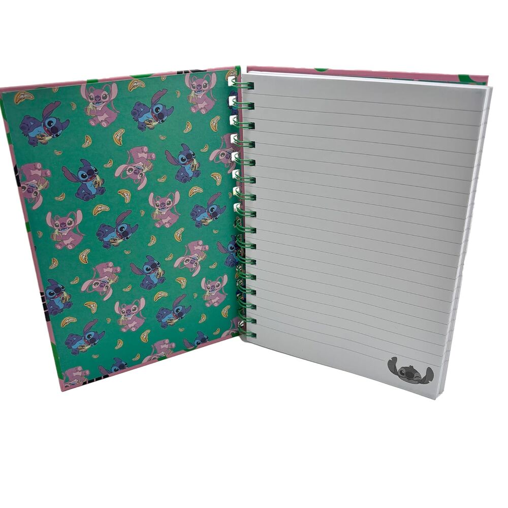 Cuaderno A5 rosa de Stitch Disney con espiral y banda elástica verde - 2