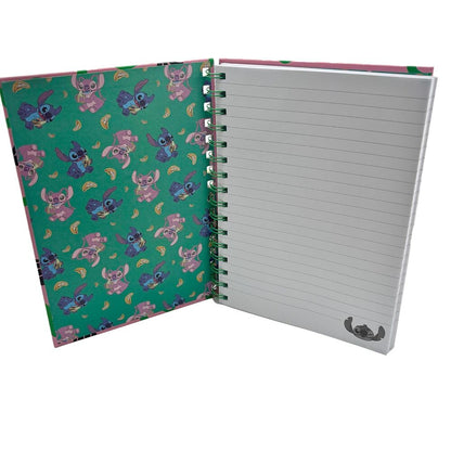 Cuaderno A5 rosa de Stitch Disney con espiral y banda elástica verde - 2