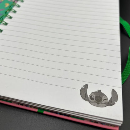 Cuaderno A5 rosa de Stitch Disney con espiral y banda elástica verde - 3