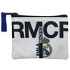 Monedero Real Madrid blanco y negro con cremallera y asa azul