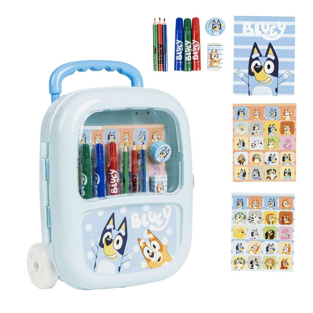 Trolley de papelería Bluey CERDÁ con lápices y rotuladores