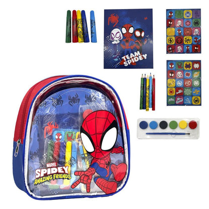 Set de papelería Spidey Marvel con mochila y materiales para colorear