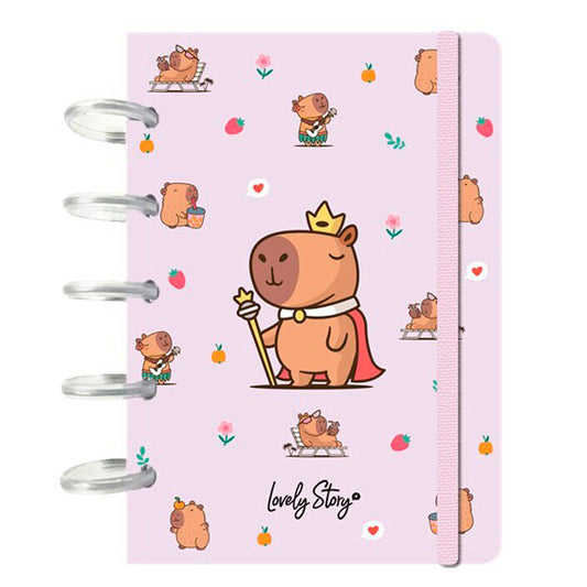 Cuaderno A6 Majesty Lovely Story con diseño rosa de capibaras