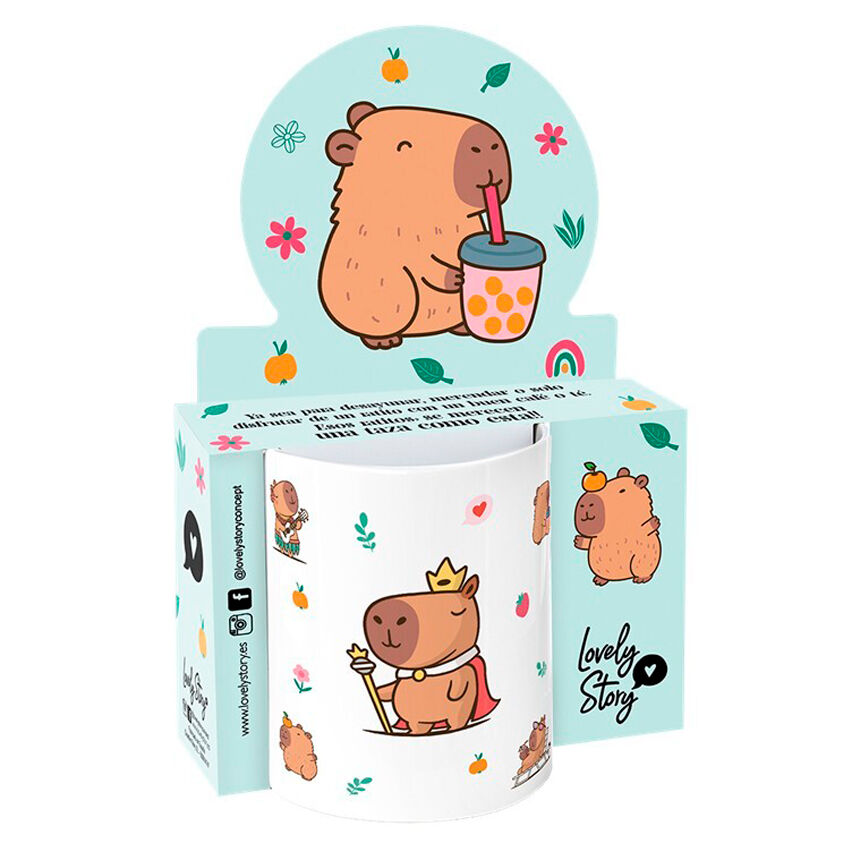 Taza de cerámica Lovely Story con capibara coronado