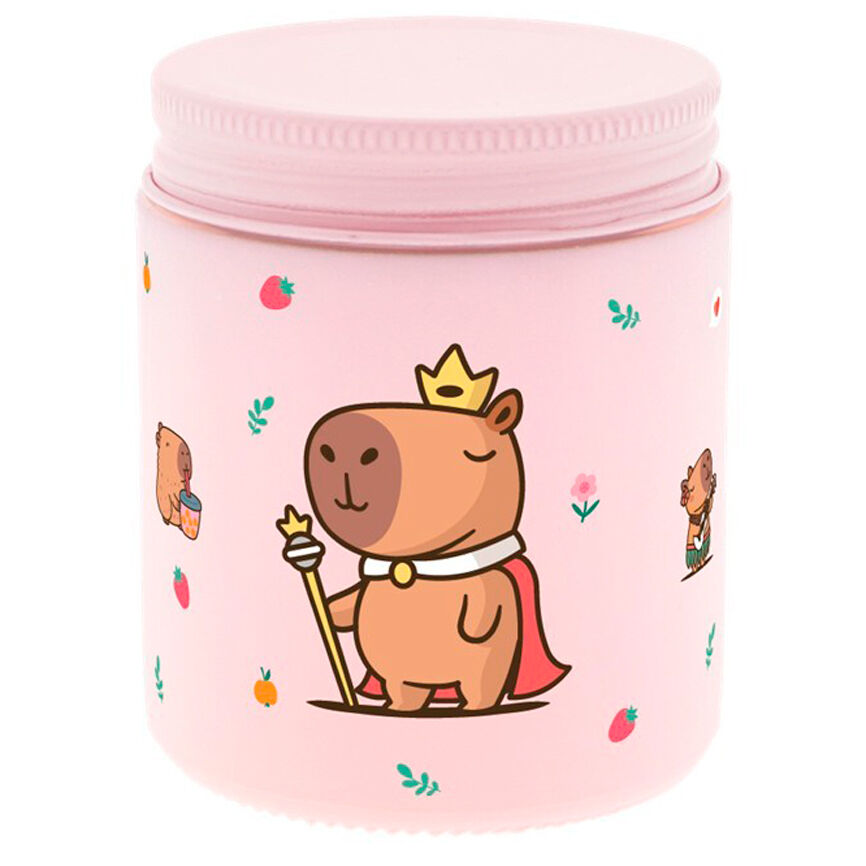 Vela aromática rosa Majesty Capibara con mecha de madera