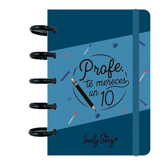 Cuaderno A6 azul cuadriculado Lovely Story para profe