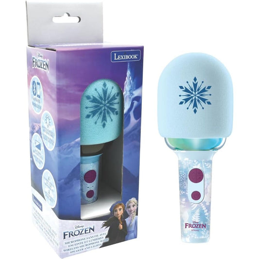 Micrófono karaoke Frozen Disney Lexibook azul con altavoz y luces LED