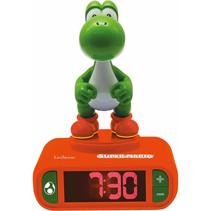 Despertador digital de Yoshi Super Mario Bros con base naranja