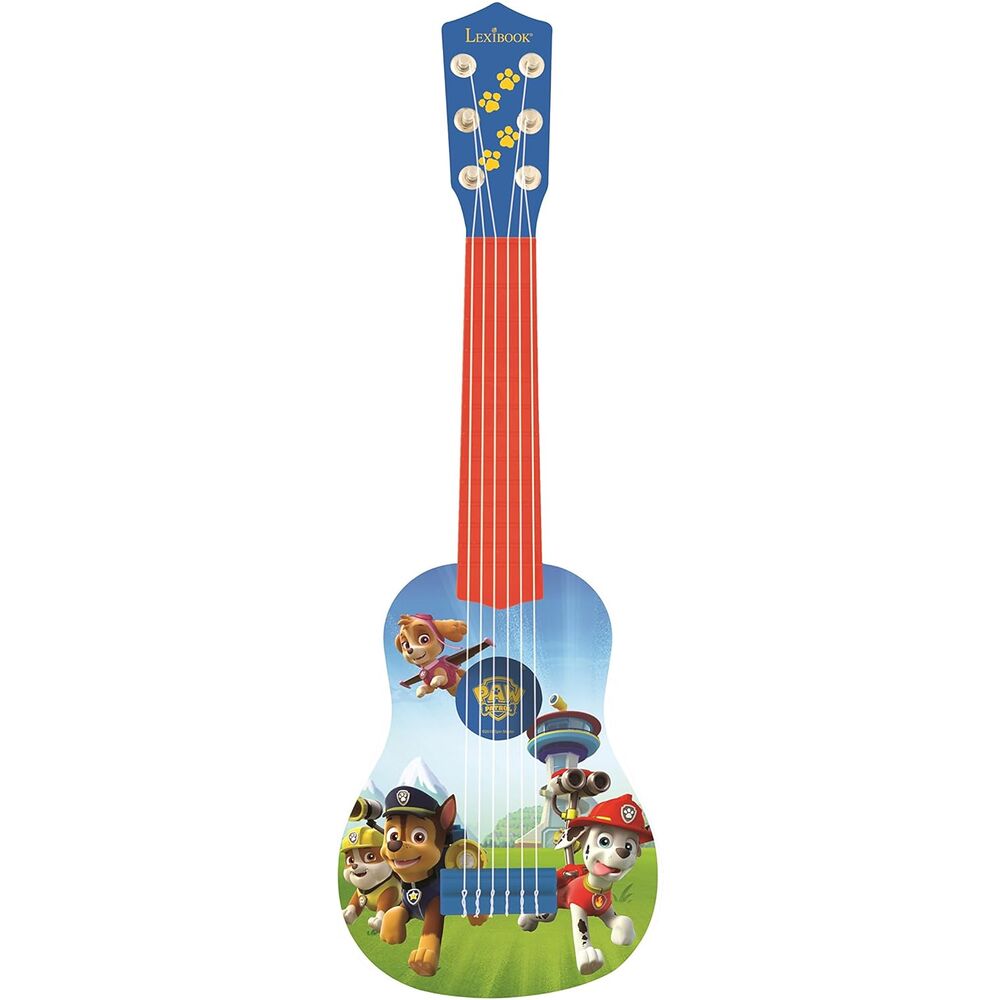 Guitarra infantil Paw Patrol azul y roja con seis cuerdas