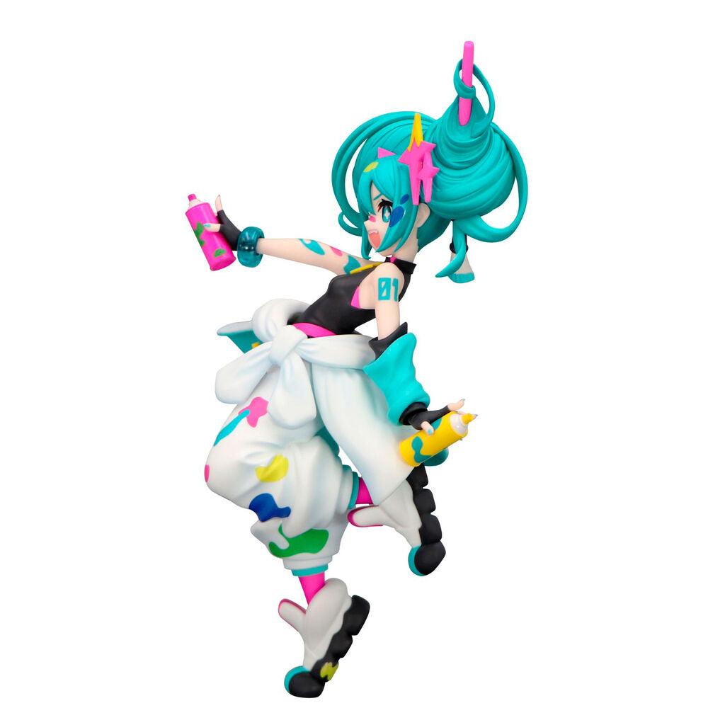 Figura FURYU de Hatsune Miku Paint Girl con coletas turquesas y atuendo inspirado en la pintura - 2