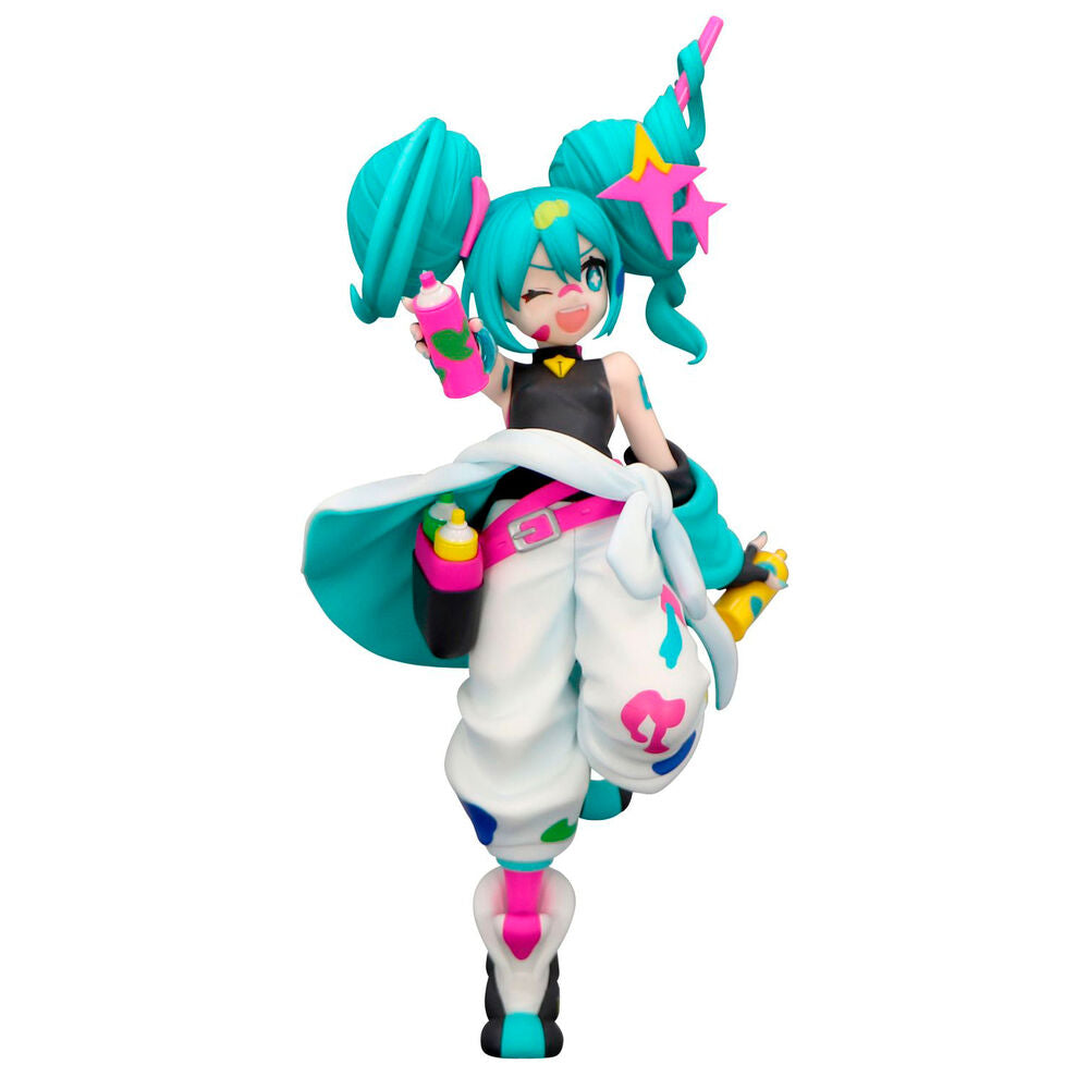 Figura FURYU de Hatsune Miku Paint Girl con coletas turquesas y atuendo inspirado en la pintura