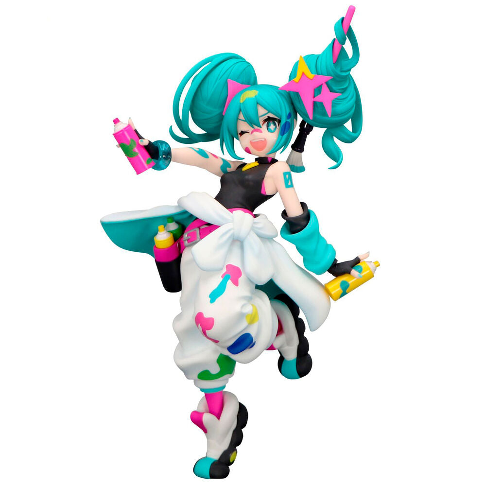 Figura FURYU de Hatsune Miku Paint Girl con coletas turquesas y atuendo inspirado en la pintura - 4