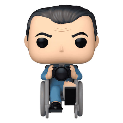 Figura Funko POP de Jeff Jefferies con cámara sentado en una silla de ruedas