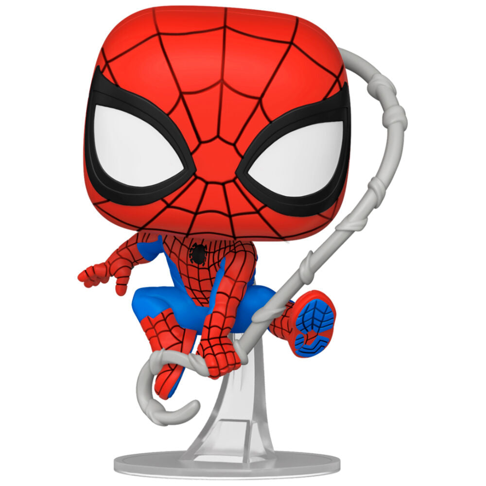 Figura Funko POP! de Spider-Man sobre una telaraña