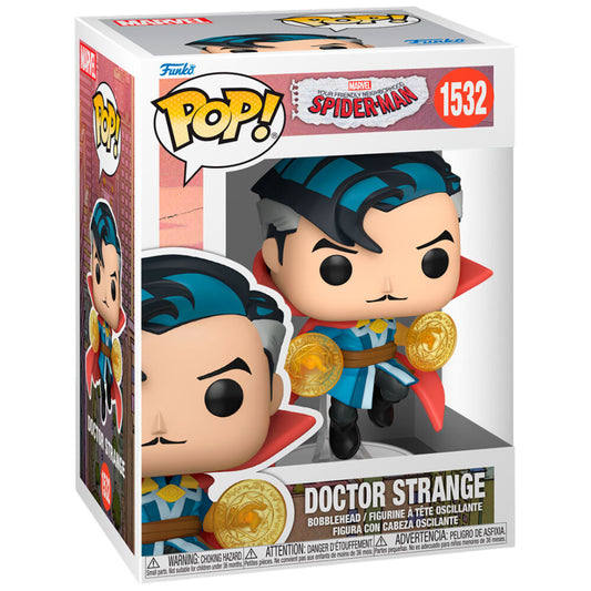 Figura Funko POP! Spider-Man Doctor Strange con capa roja y discos dorados - 2