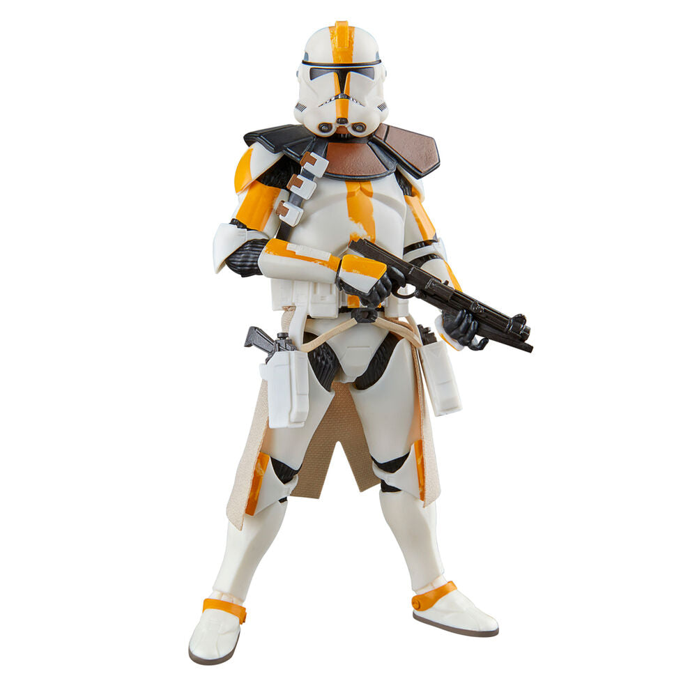 Figura articulada Clone Lieutenant Galle de Star Wars con armadura blanca y detalles naranjas
