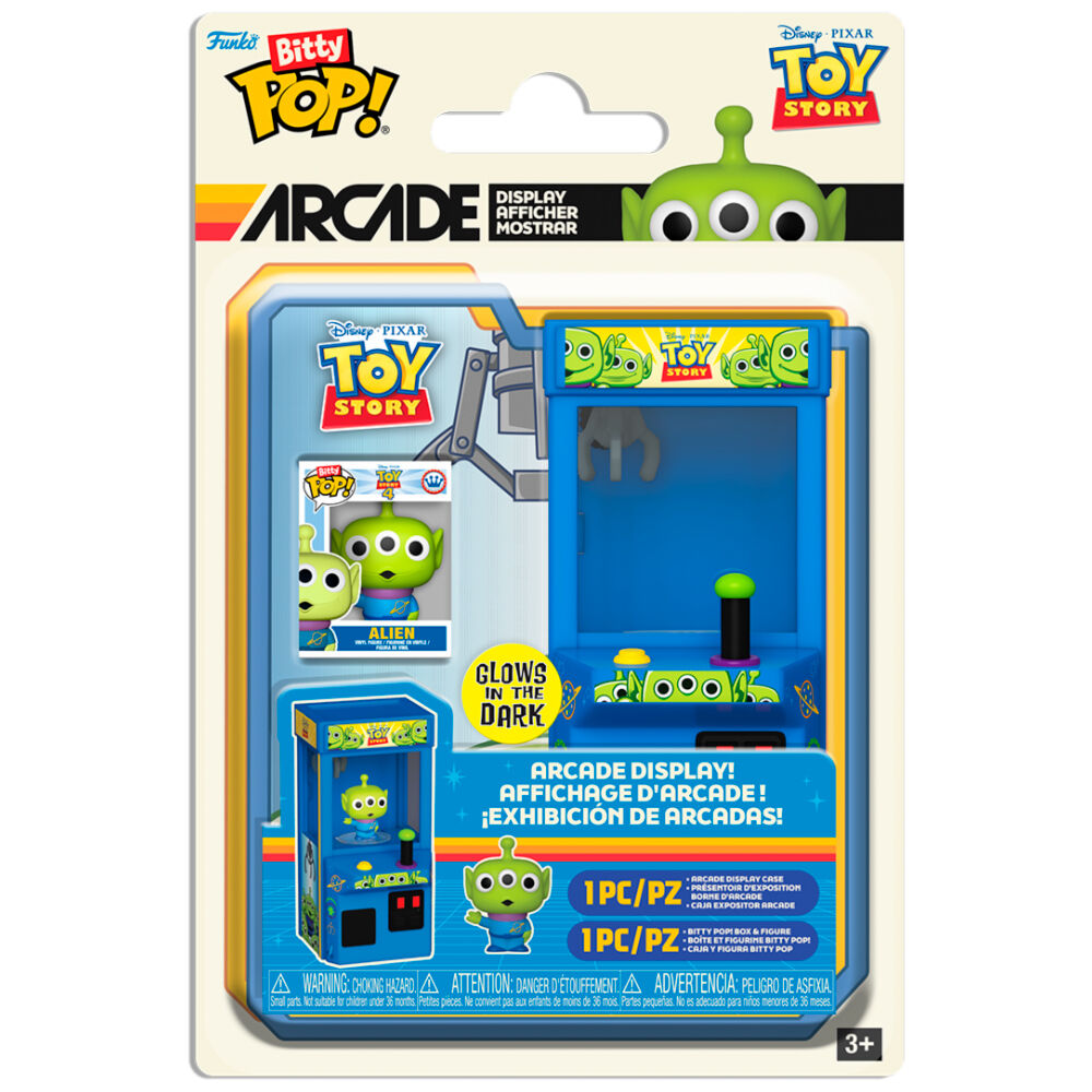 Figura FUNKO Bitty POP! Alien de Toy Story junto a estuche arcade azul - 2
