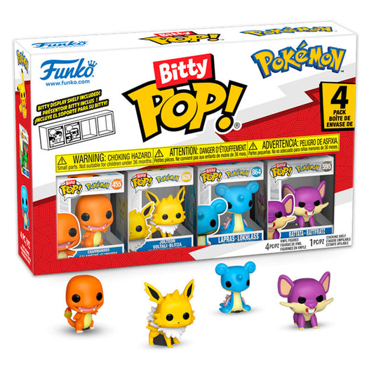 Blister FUNKO Bitty POP! Pokémon con Charmander, Jolteon, Lapras y Rattata