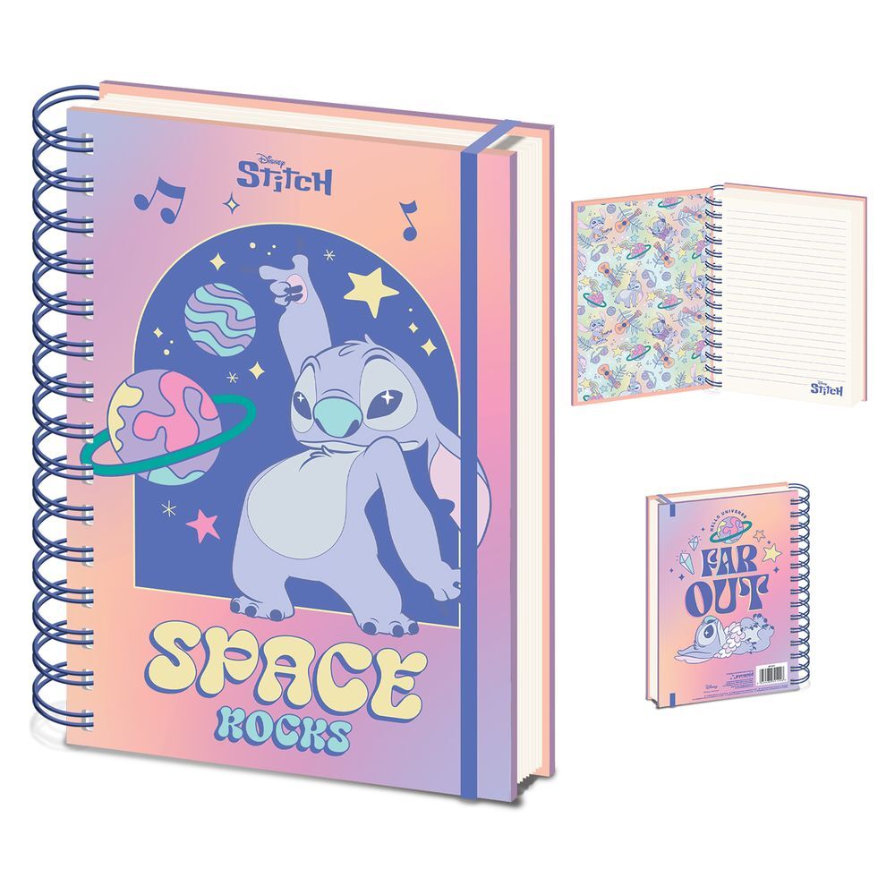 Cuaderno A5 de espiral Stitch Disney con diseño espacial