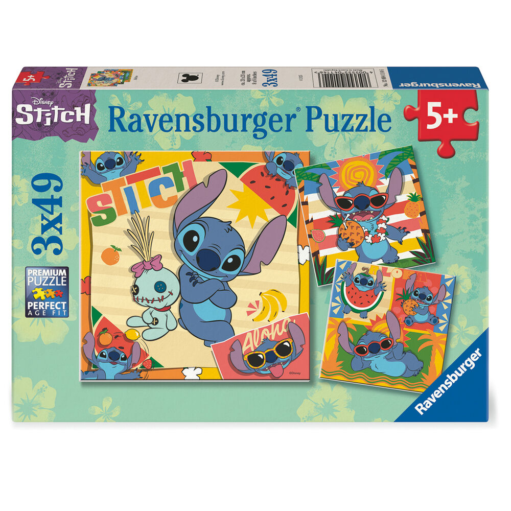 Caja de 3 puzzles Ravensburger de Disney Stitch de 49 piezas