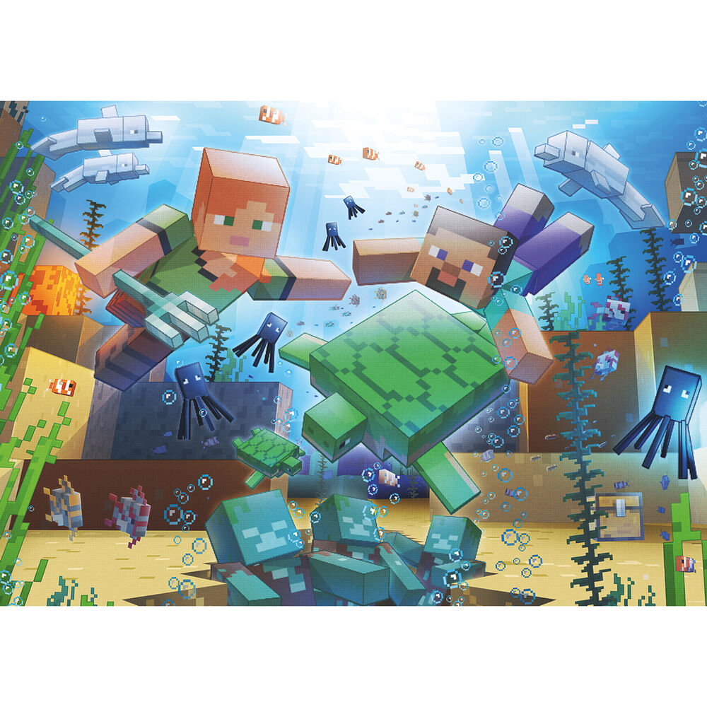 Puzzle Ravensburger Minecraft de 1000 piezas con escena submarina pixelada - 2