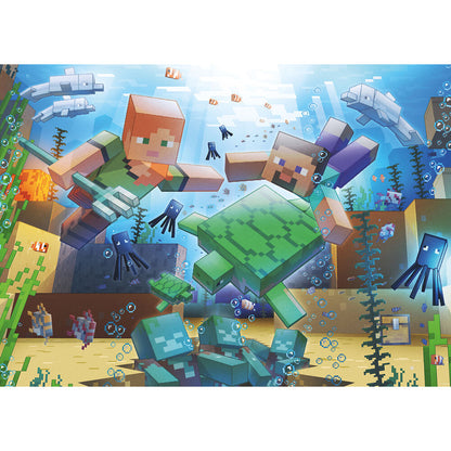 Puzzle Ravensburger Minecraft de 1000 piezas con escena submarina pixelada - 2