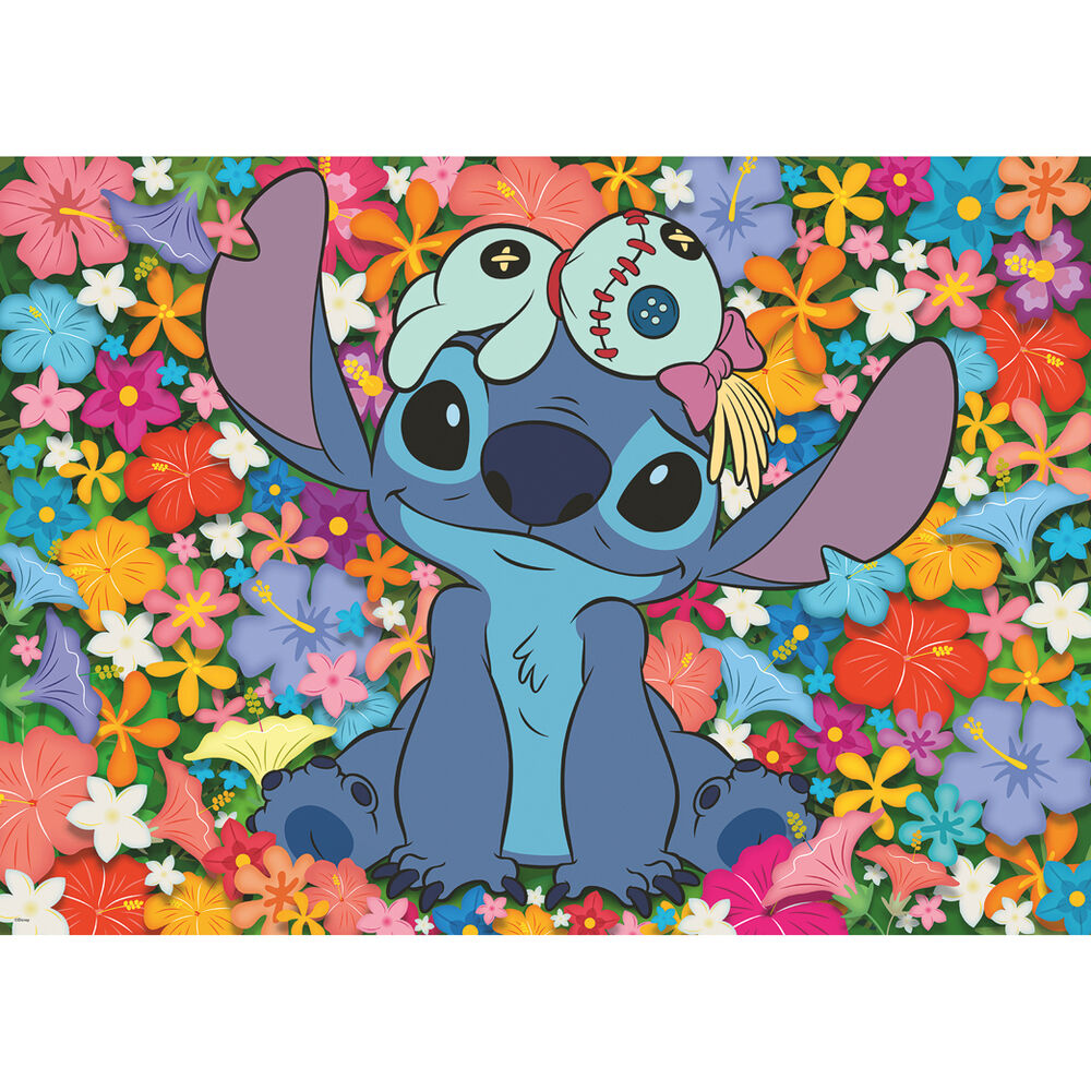 Puzzle Ravensburger de Stitch rodeado de flores tropicales - 2