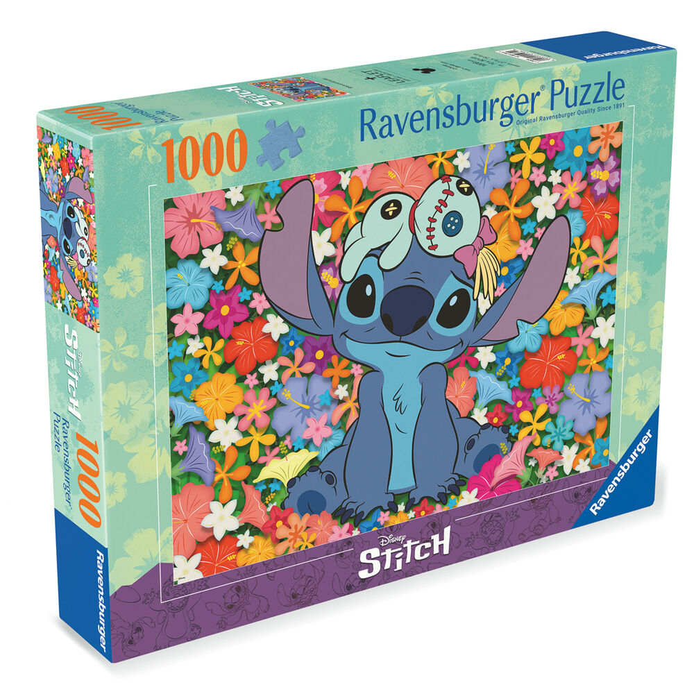 Puzzle Ravensburger de Stitch rodeado de flores tropicales - 3