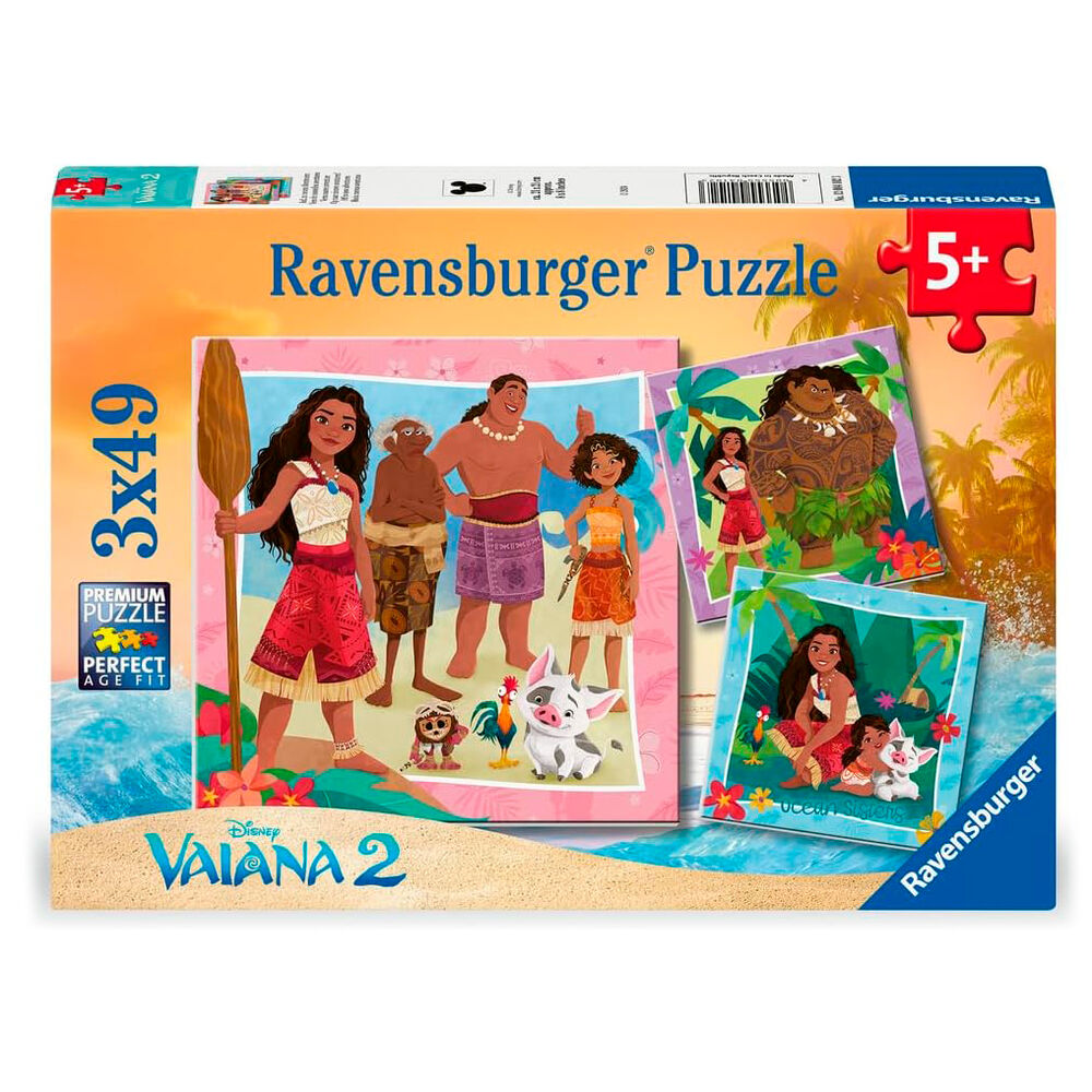 Puzzle Ravensburger Disney Vaiana 2 de 3 puzzles de 49 piezas