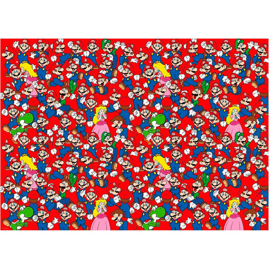 Puzzle Ravensburger Super Mario de 1000 piezas con personajes sobre fondo rojo - 2