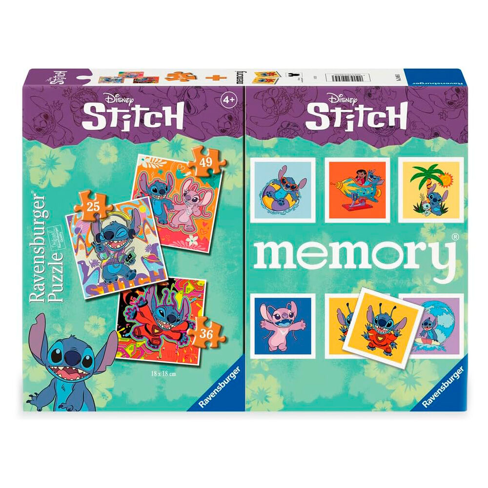 Multipack Ravensburger Disney Stitch con juego memory y tres puzzles