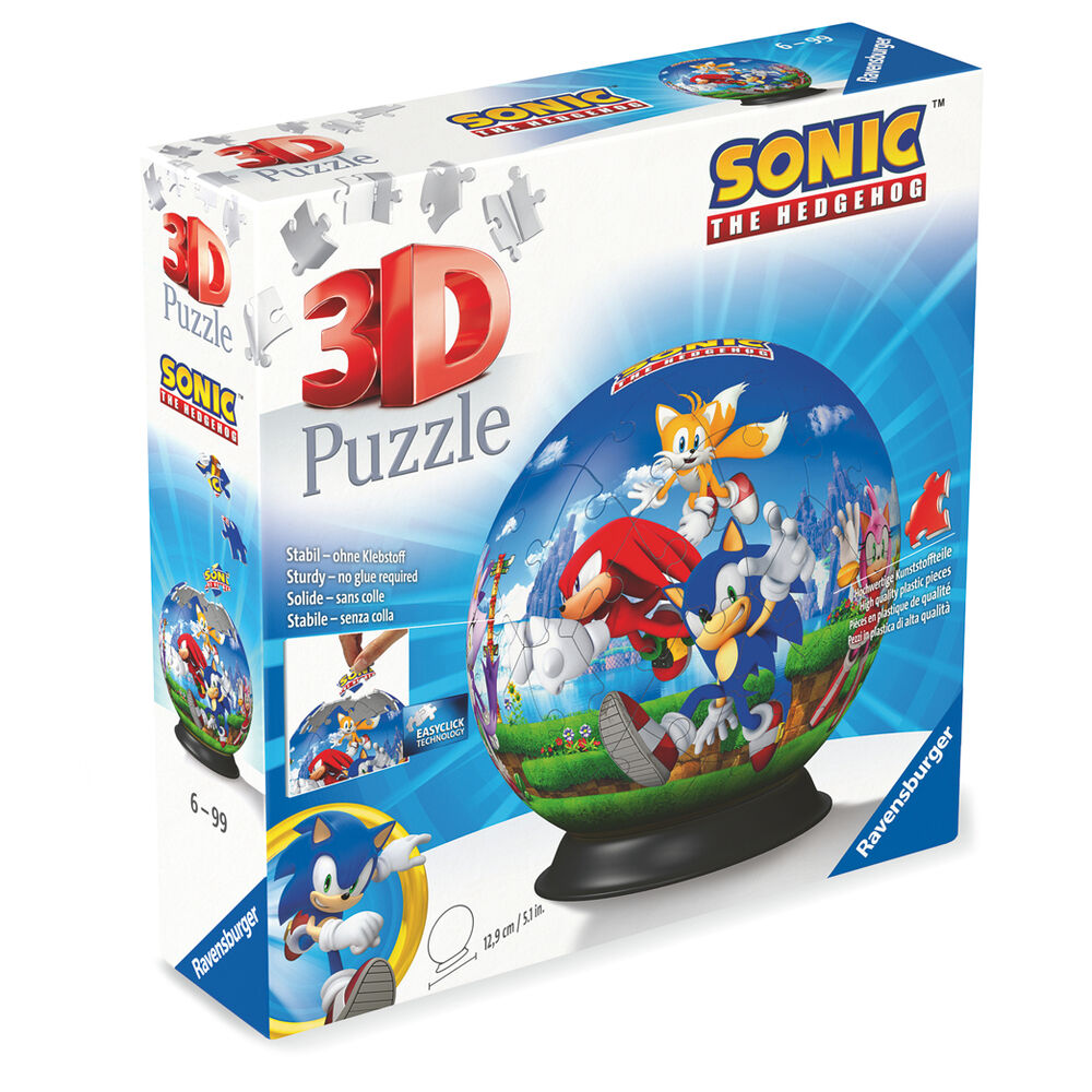Puzzle 3D Ravensburger de Sonic the Hedgehog montado en forma de esfera - 4