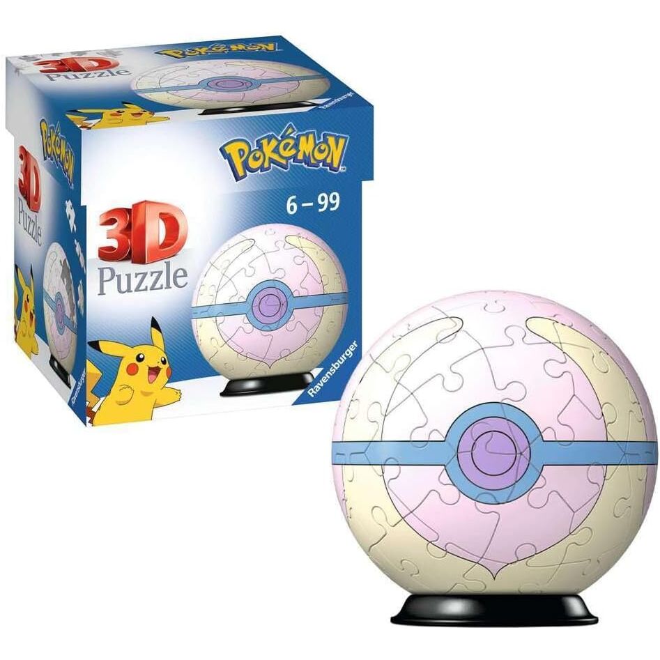 Puzzle 3D Poké Ball de Pokémon Ravensburger sobre base negra - 2
