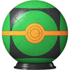 Puzzle 3D Poké Ball Pokémon verde de Ravensburger sobre base negra