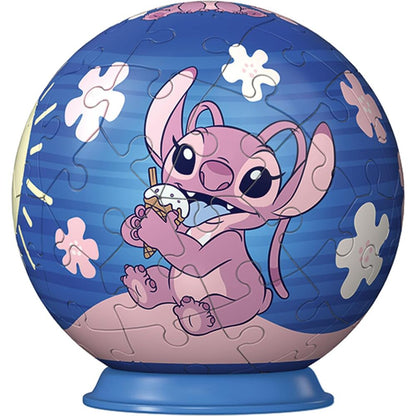 Puzzle 3D de Angel Stitch Disney en esfera azul y rosa