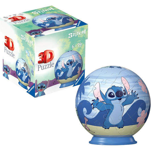 Puzzle 3D esférico de Stitch Disney en tonos azules - 2