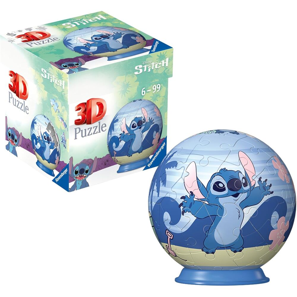 Puzzle 3D esférico de Stitch Disney en tonos azules - 2