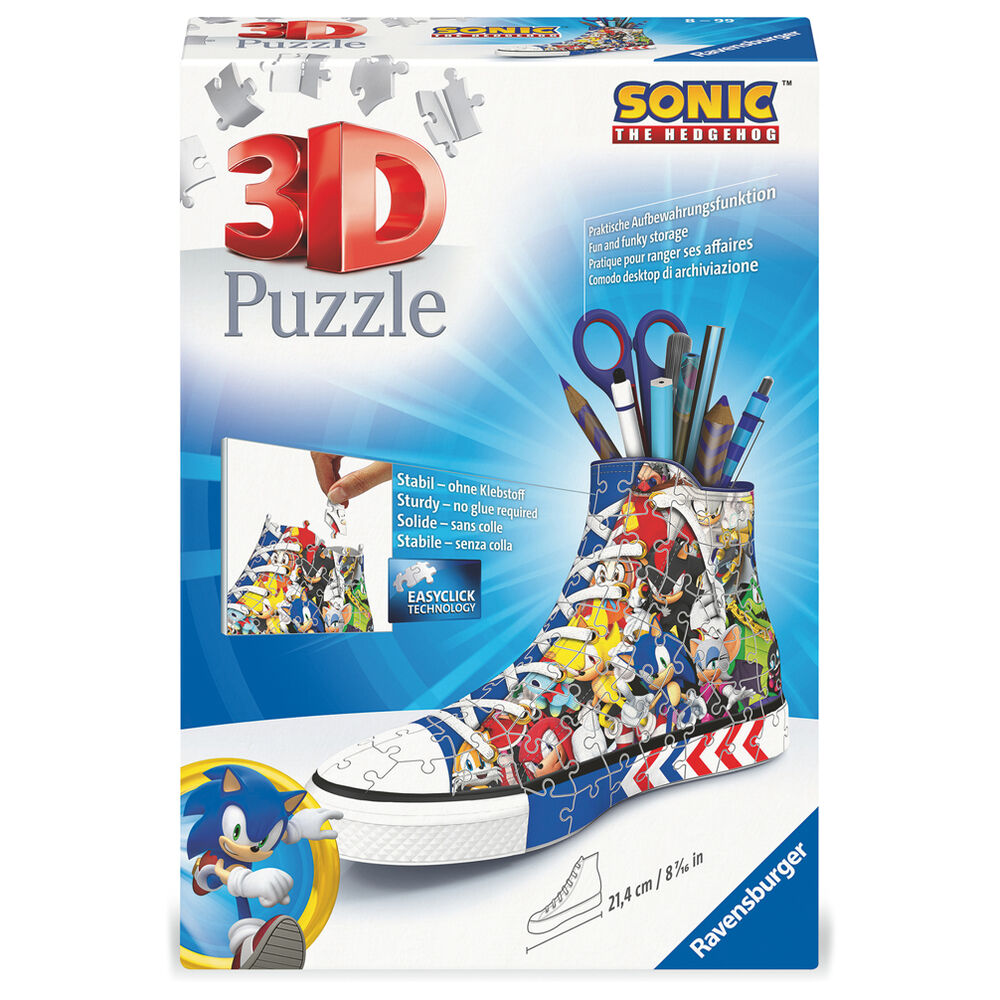 Portalápices 3D con forma de zapatilla de Sonic - 3