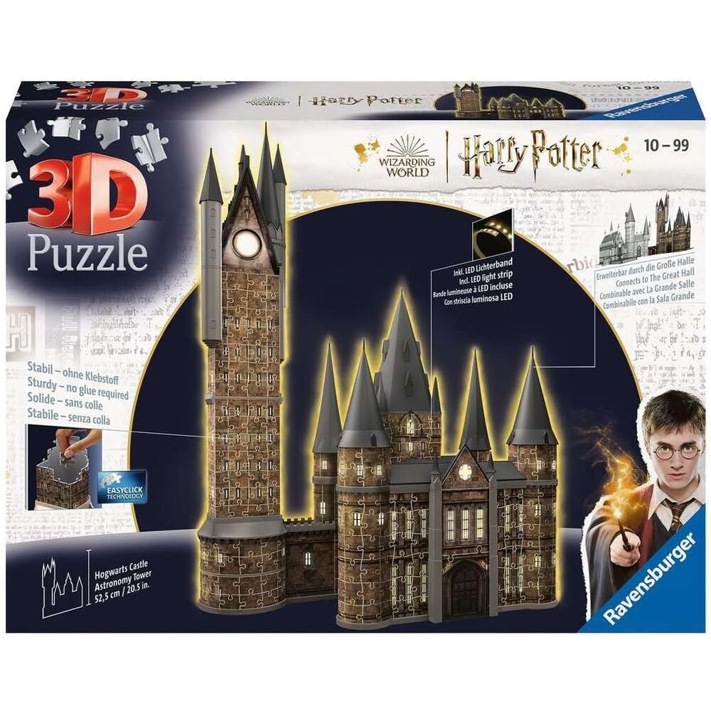 Puzzle 3D Ravensburger del Castillo de Hogwarts con luz LED