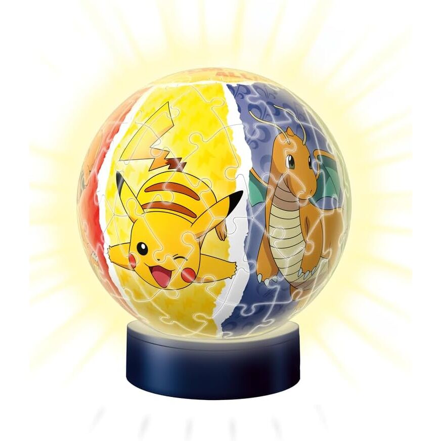 Puzzle 3D Pokémon iluminado con Pikachu y Dragonite