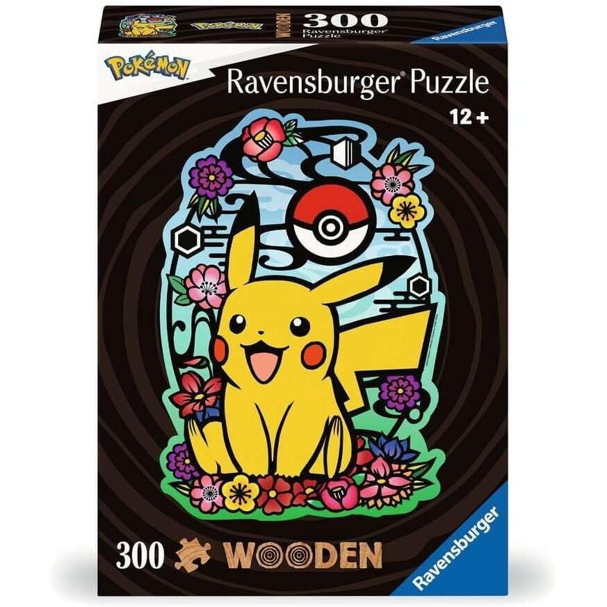 Puzzle de madera Ravensburger de 300 piezas con Pikachu y flores